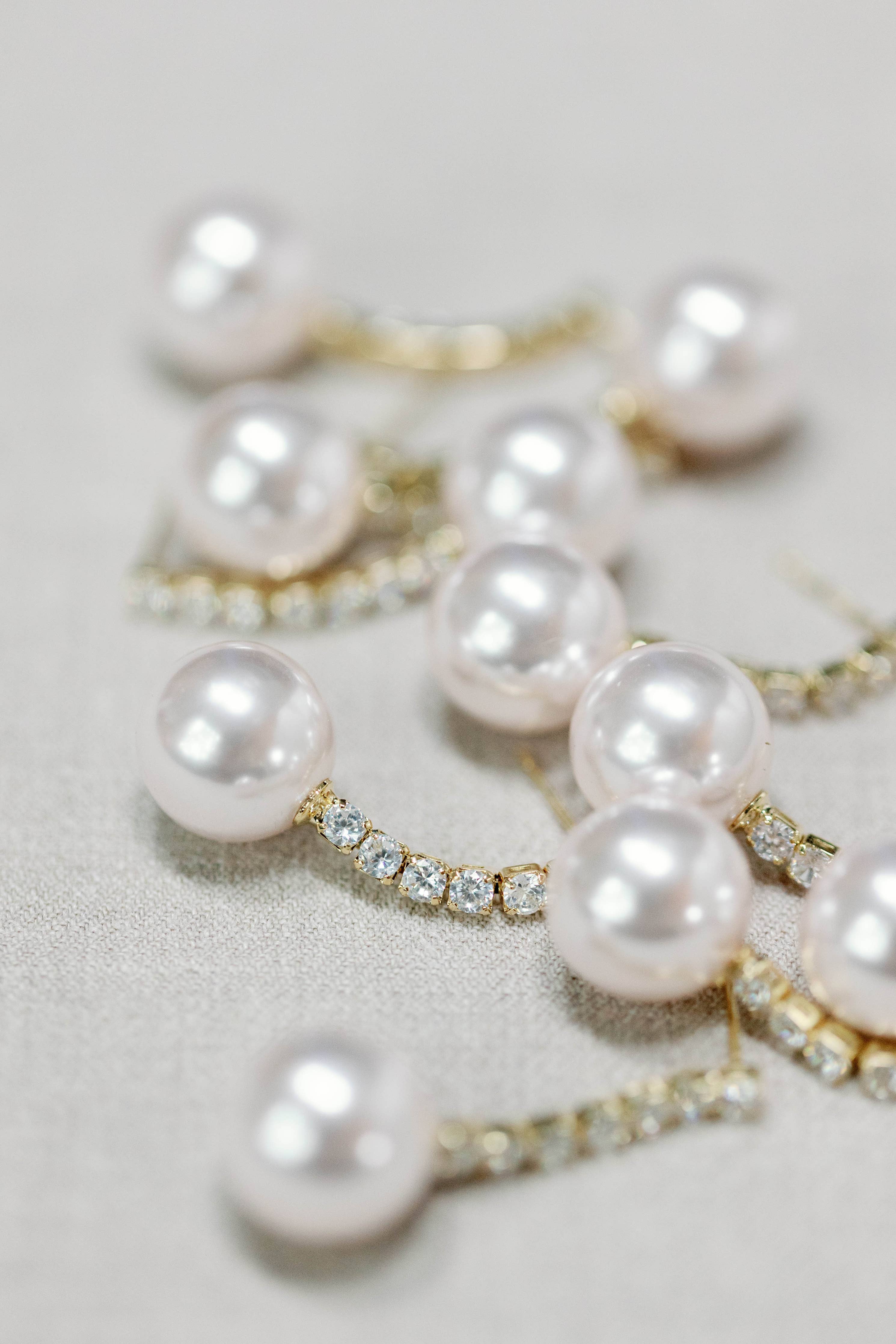 Small Swingy Pearl and Diamond Statement Drop Earrings