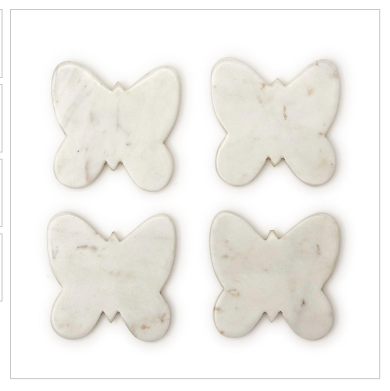 Set of 4 Butterfly Marble Coasters