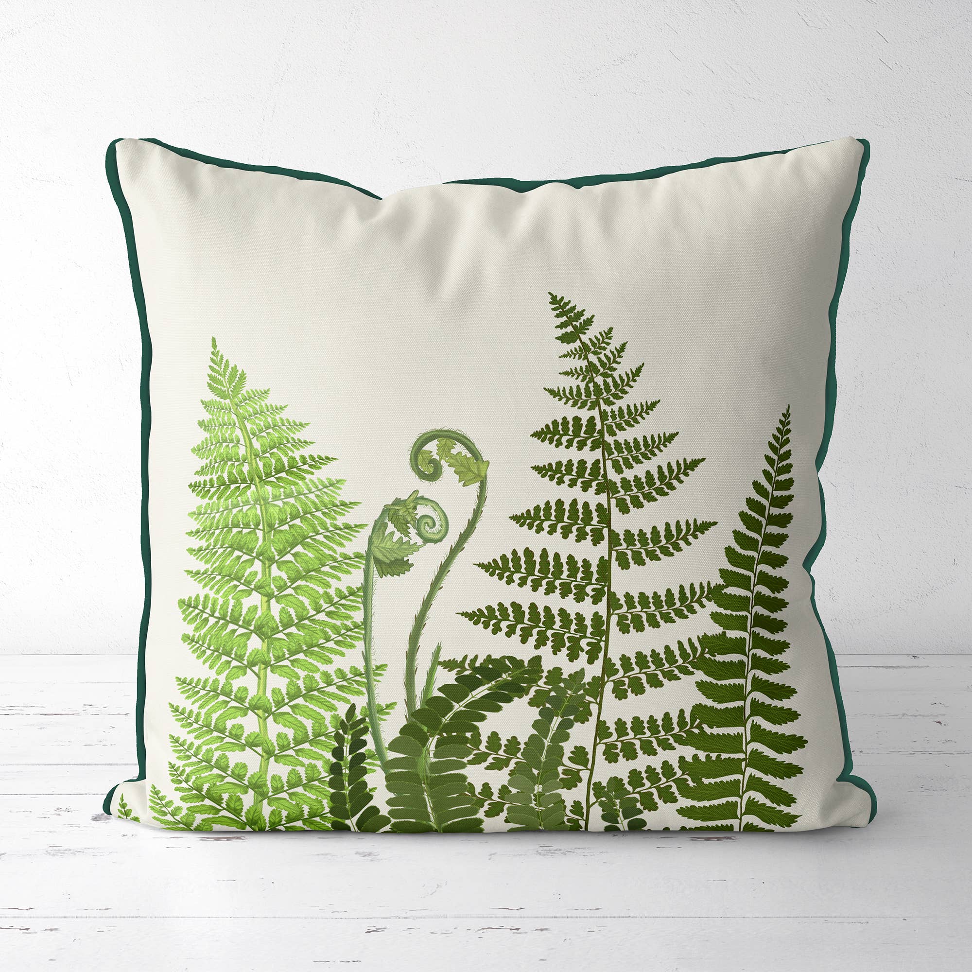 Fern Grove 3 Green Leaf Botanical Cushion / Throw Pillow
