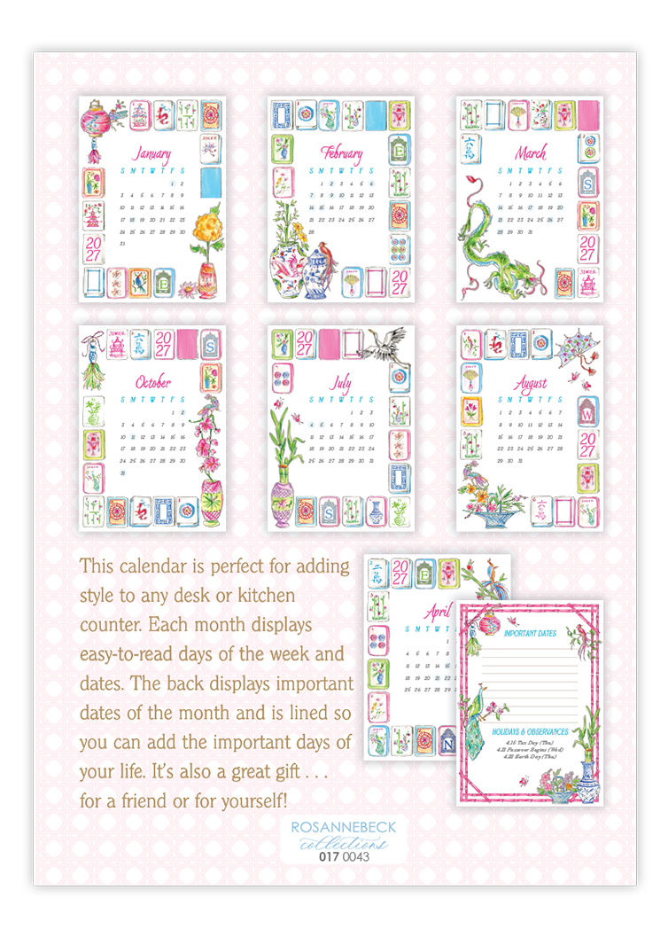 Calendar 2027 Handpainted Mahjong
