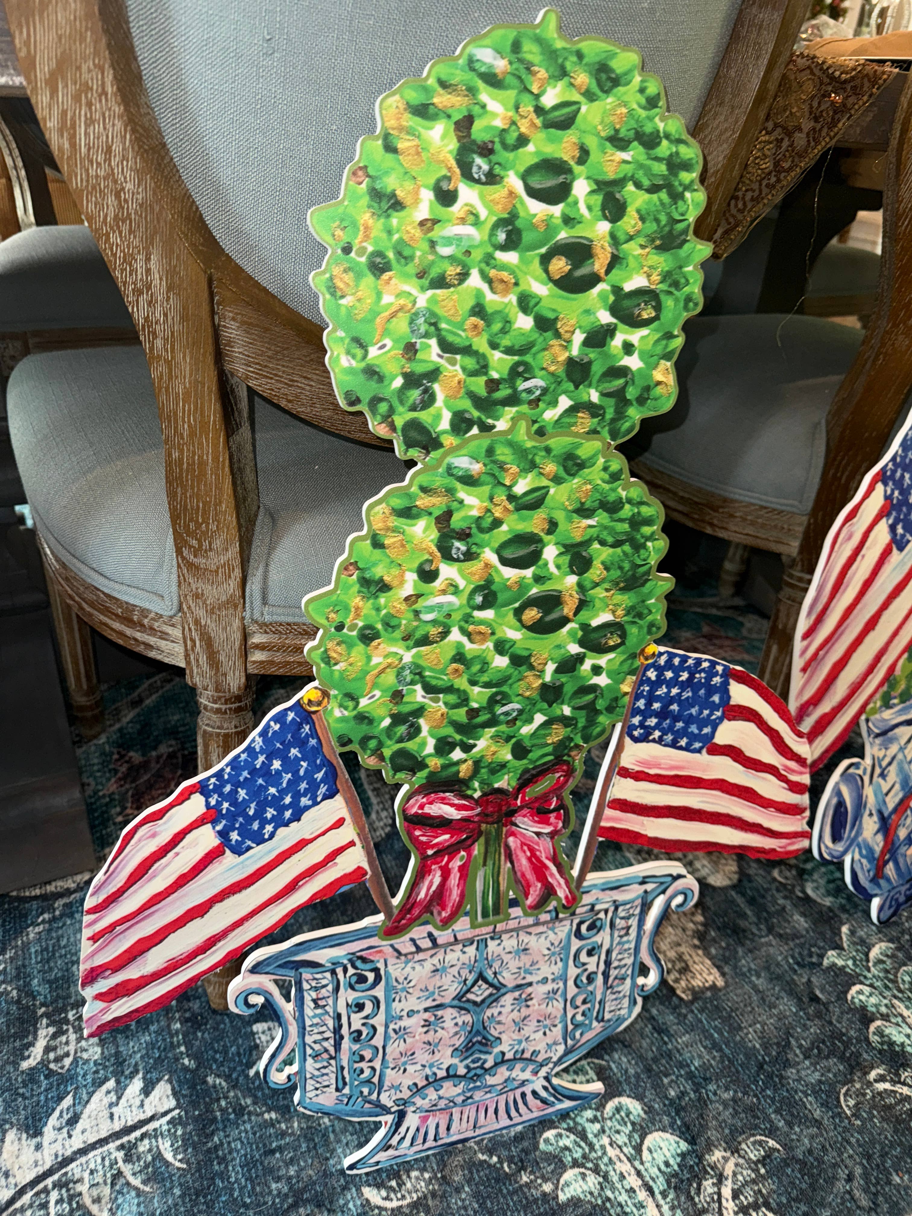 LARGE Designer Patriotic Topiary in Ginger Jar Door Hanger