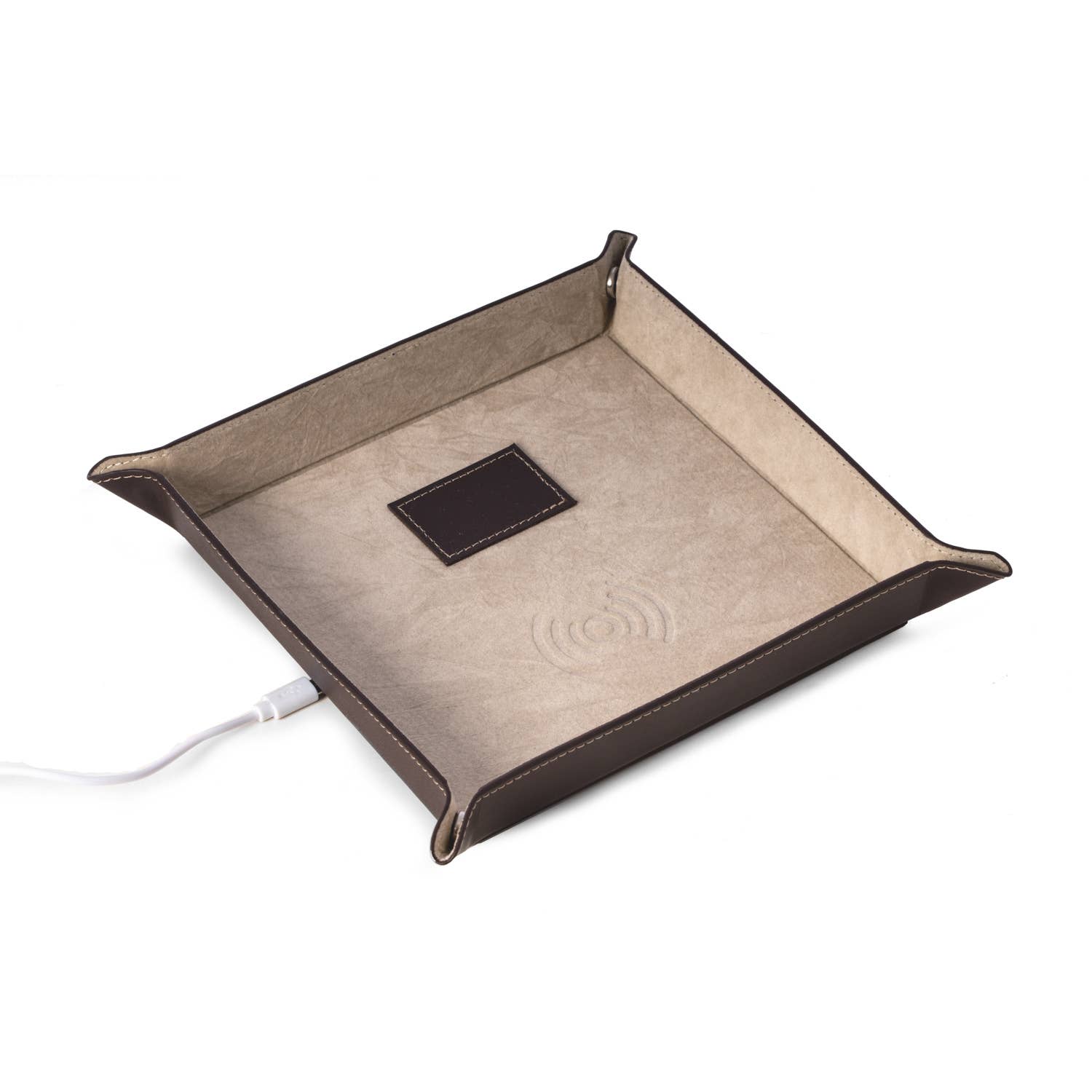 Leather Charging Valet – Wireless Charging Station: Black