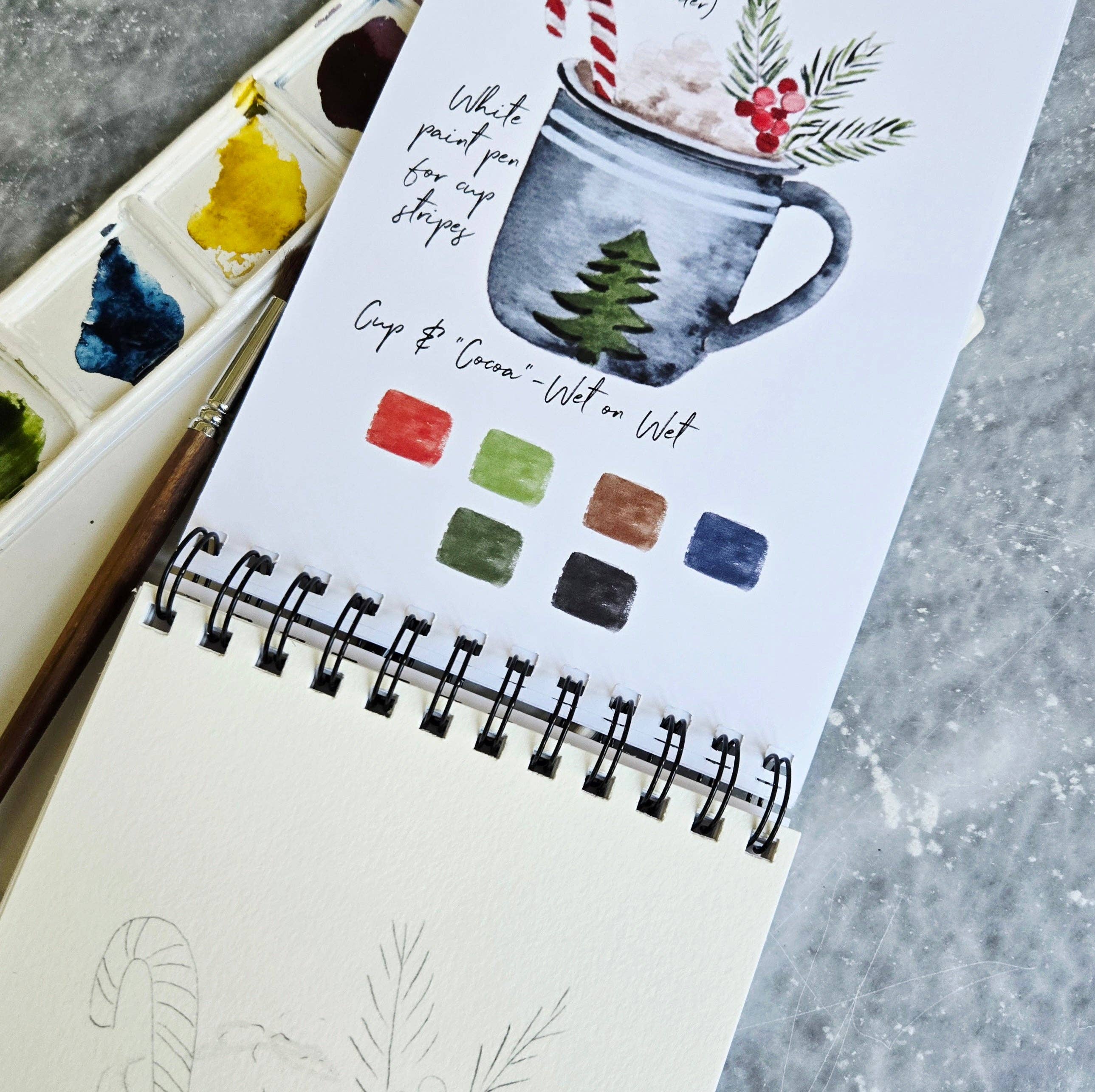 Watercolor Workbook, Spiral Bound, Christmas