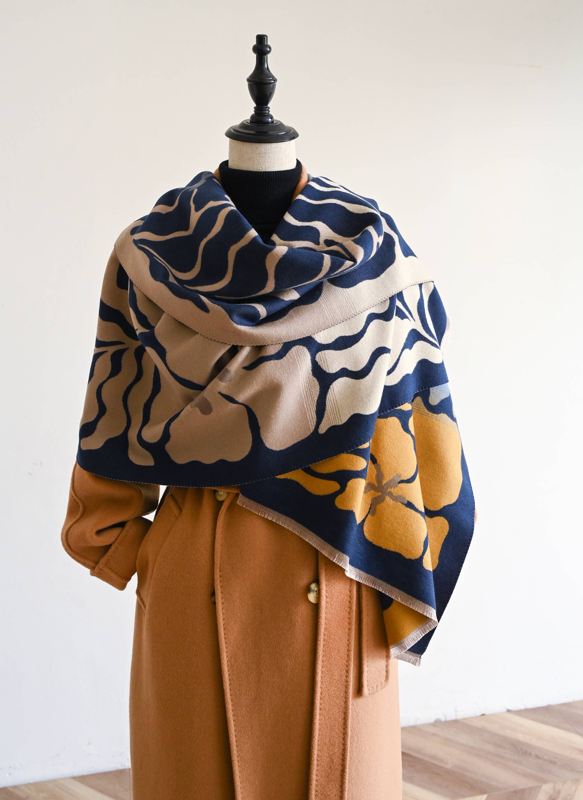 Blue / Camel Marsh Fern Reversible Wrap