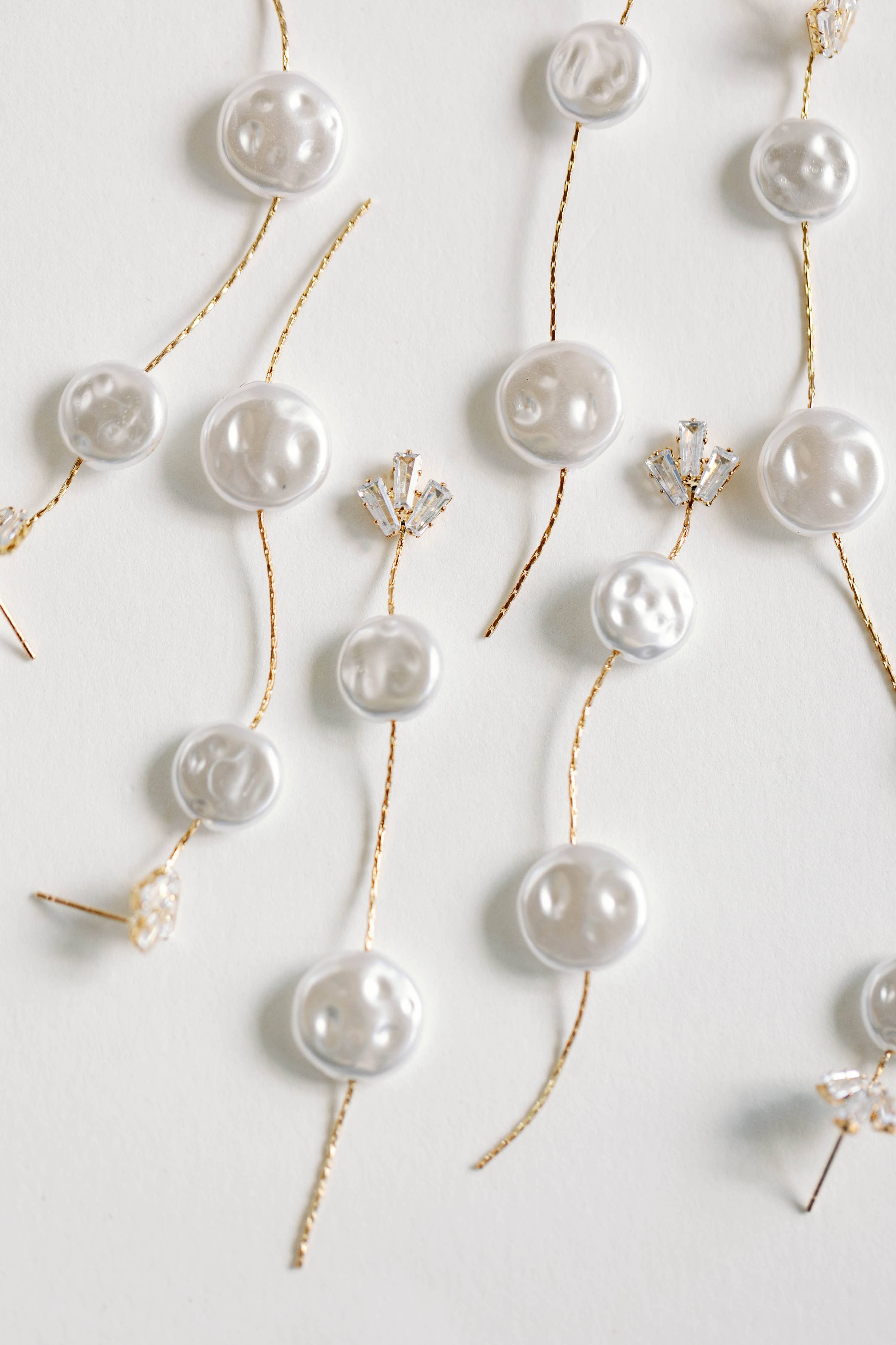 Pearl and Diamond  Statement Drop Earrings