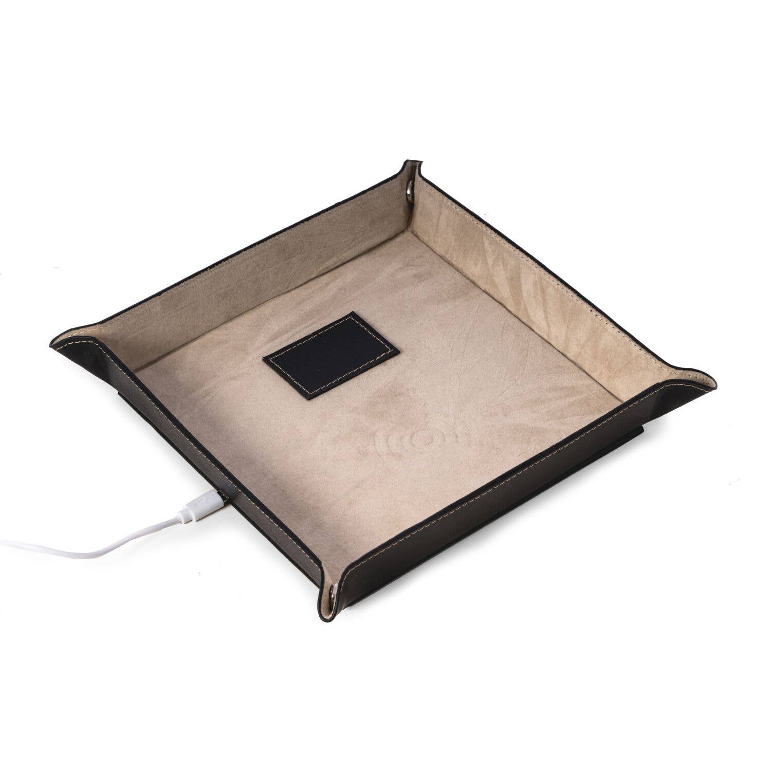 Leather Charging Valet – Wireless Charging Station: Black