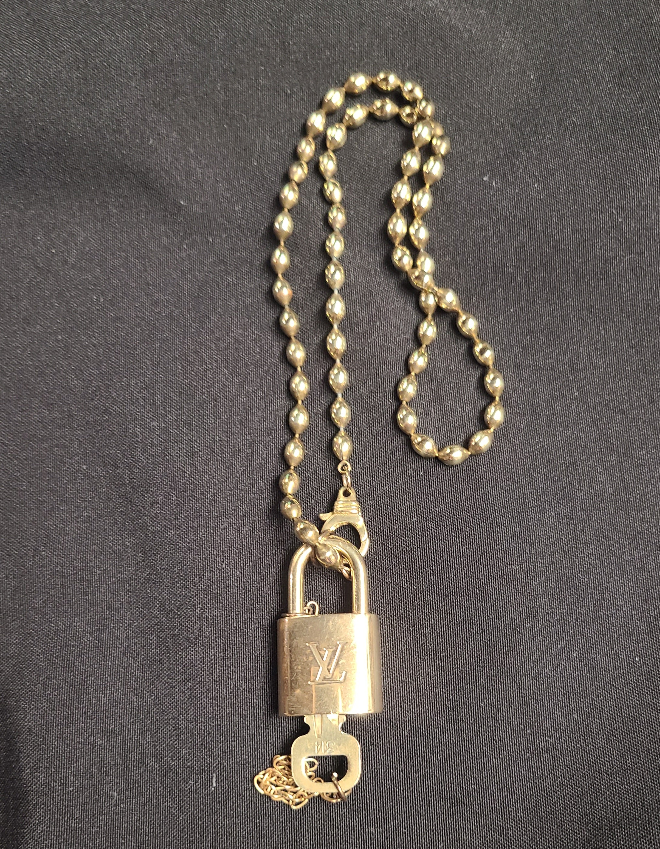 Vintage Louis Vuitton Padlock and Key Necklace-Erin Knight Jewelry