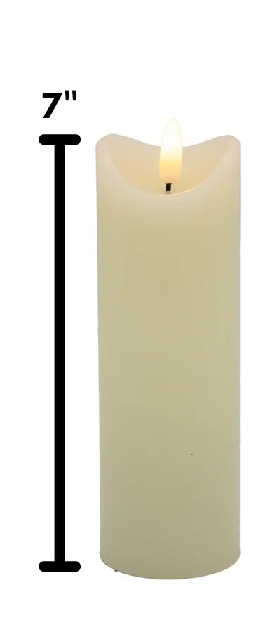 Battery Operated 3D Wick Flame LED Candles - 7"
