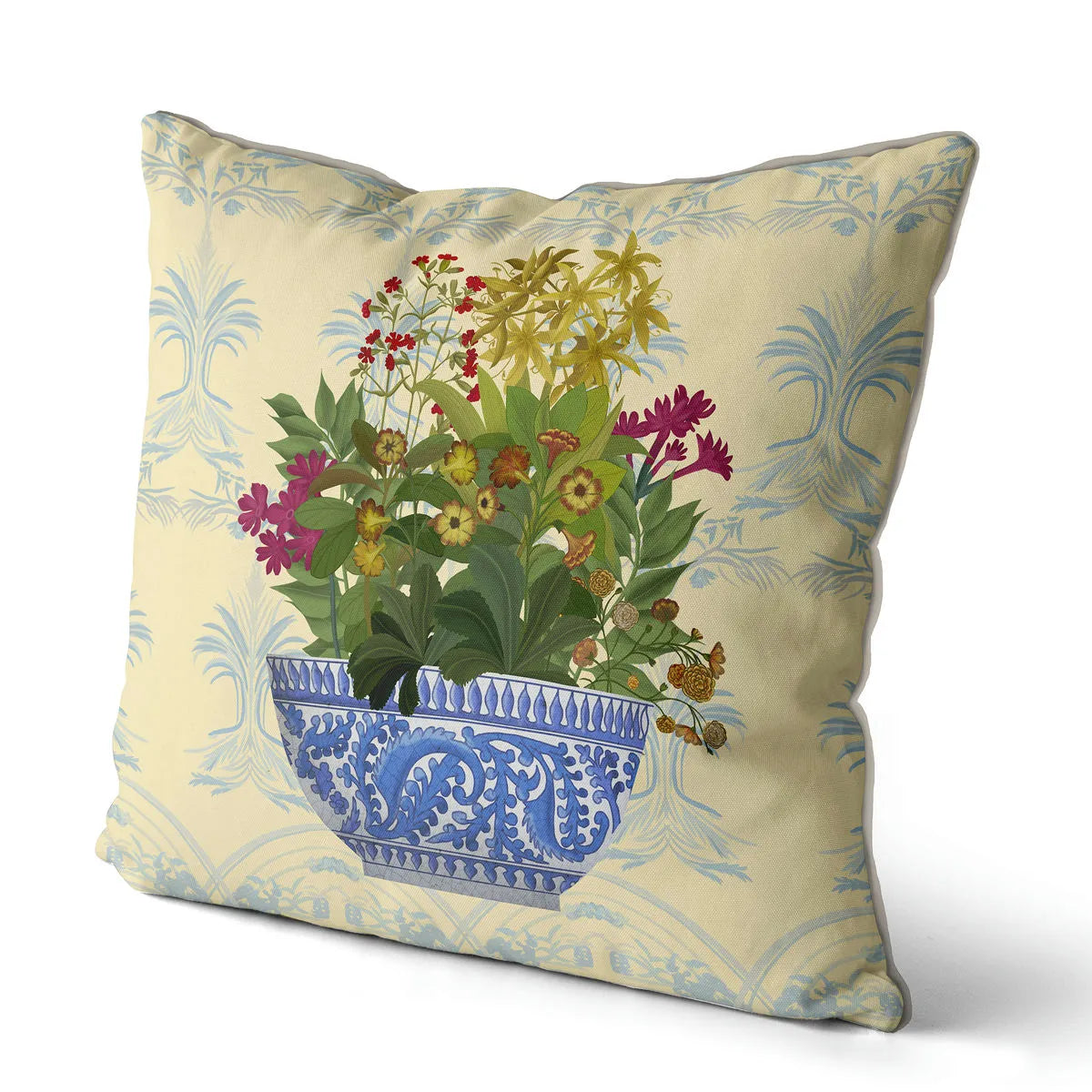 Chinoiserie Bowl with Wild Flowers Pillow