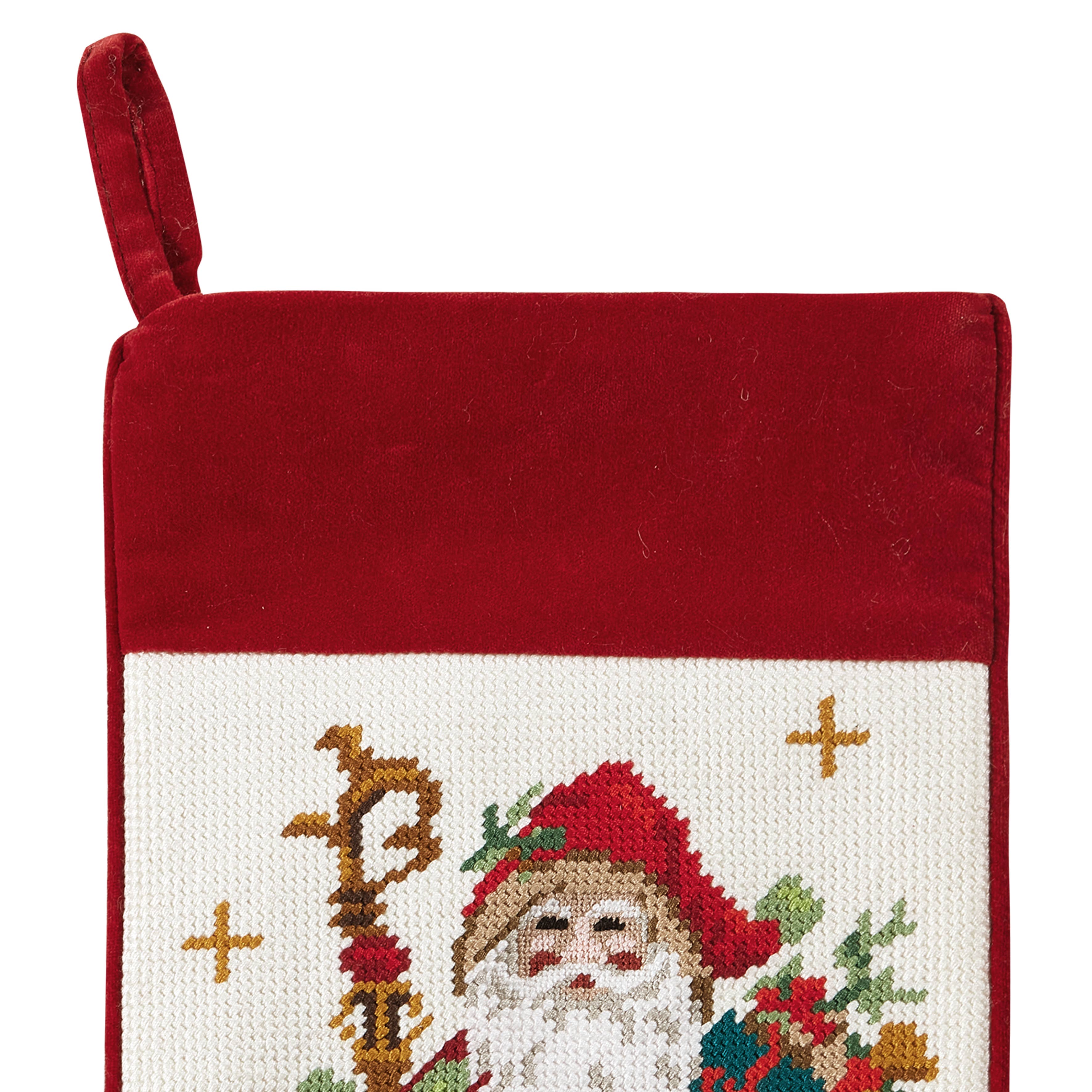 Santa w/Staff Needlepoint Stocking