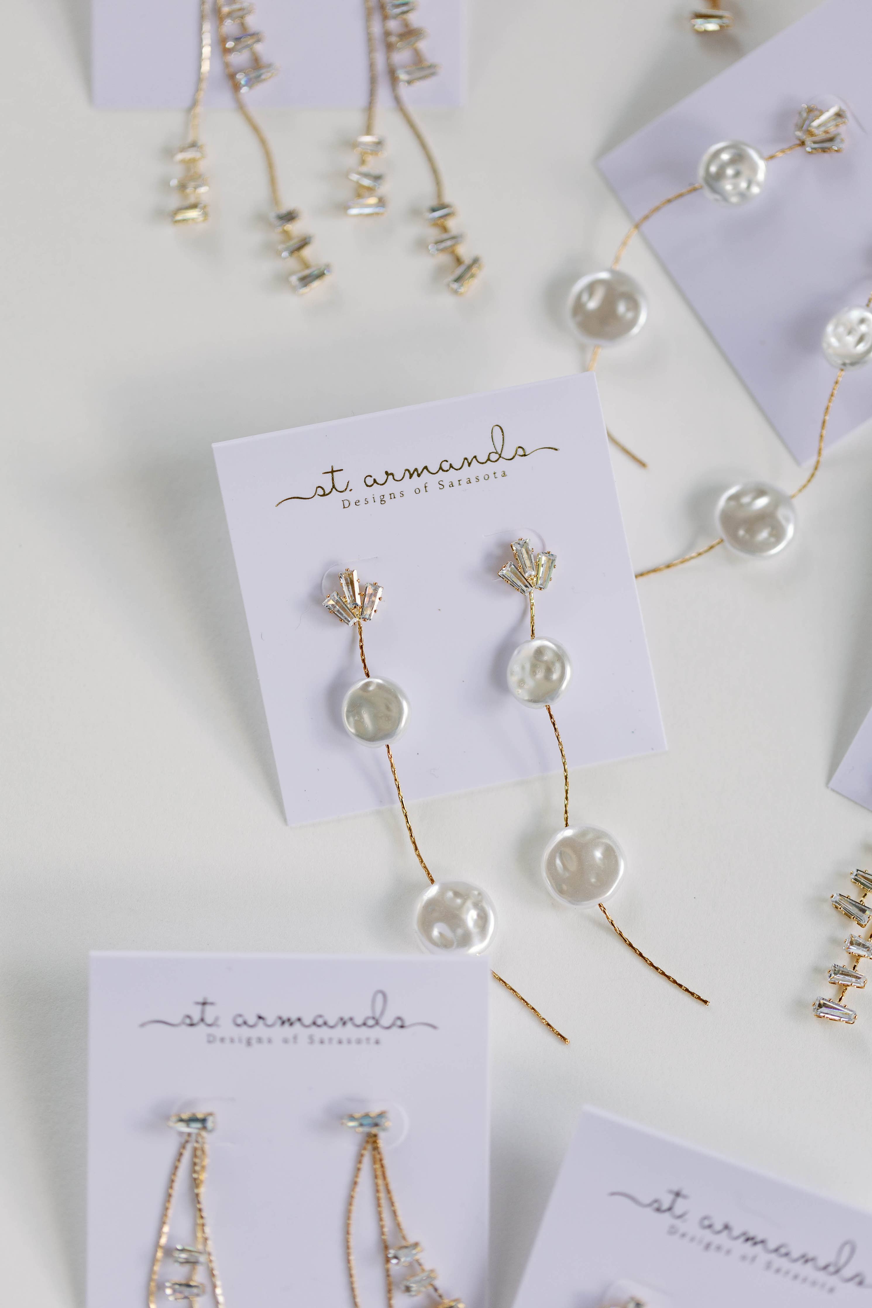Pearl and Diamond  Statement Drop Earrings