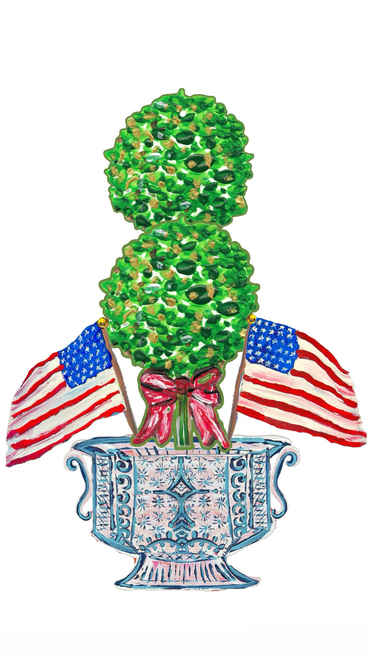 LARGE Designer Patriotic Topiary in Ginger Jar Door Hanger