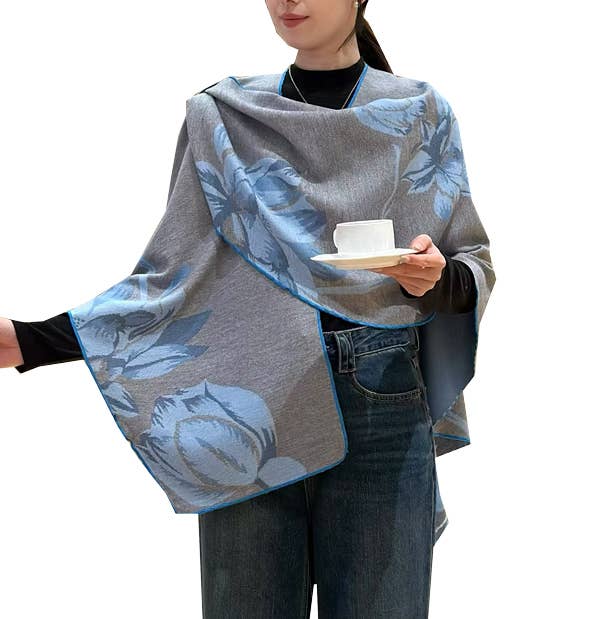 Light Blue / Gray Lotus Reversible Loop Wrap