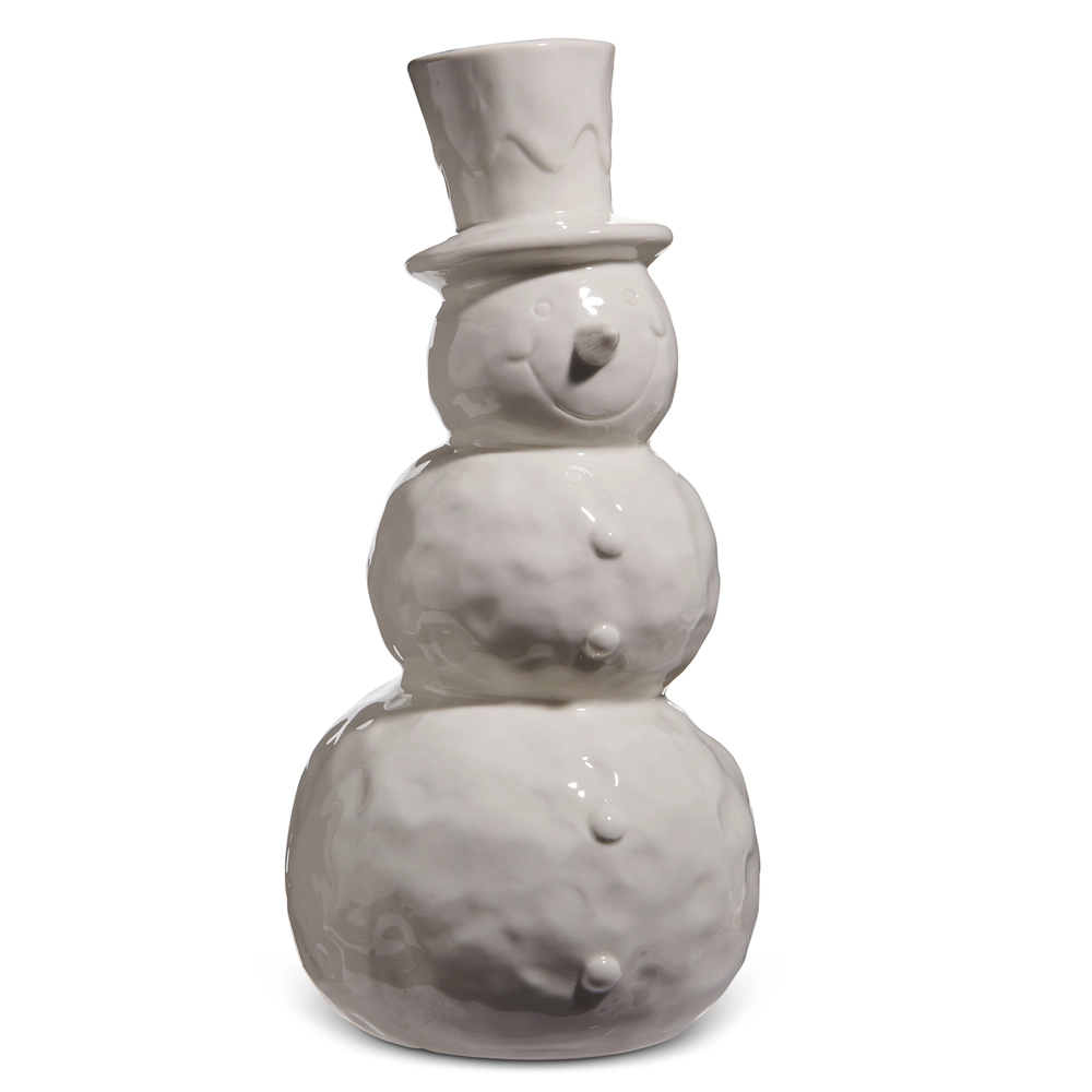 White Glazed Snowman - 13.5"