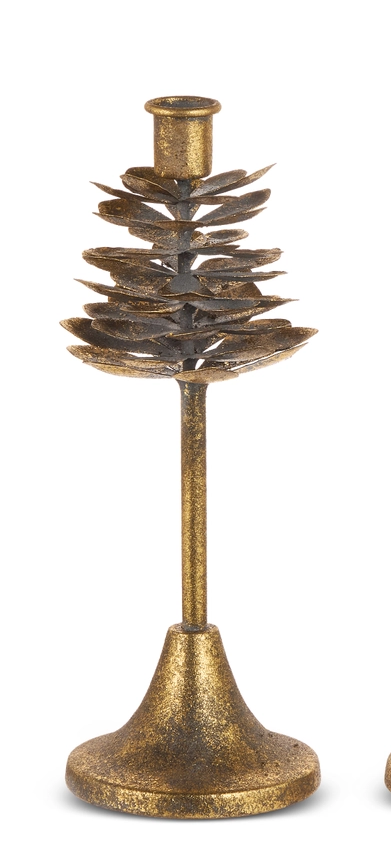 Antique Pinecone Candle Holder -11"