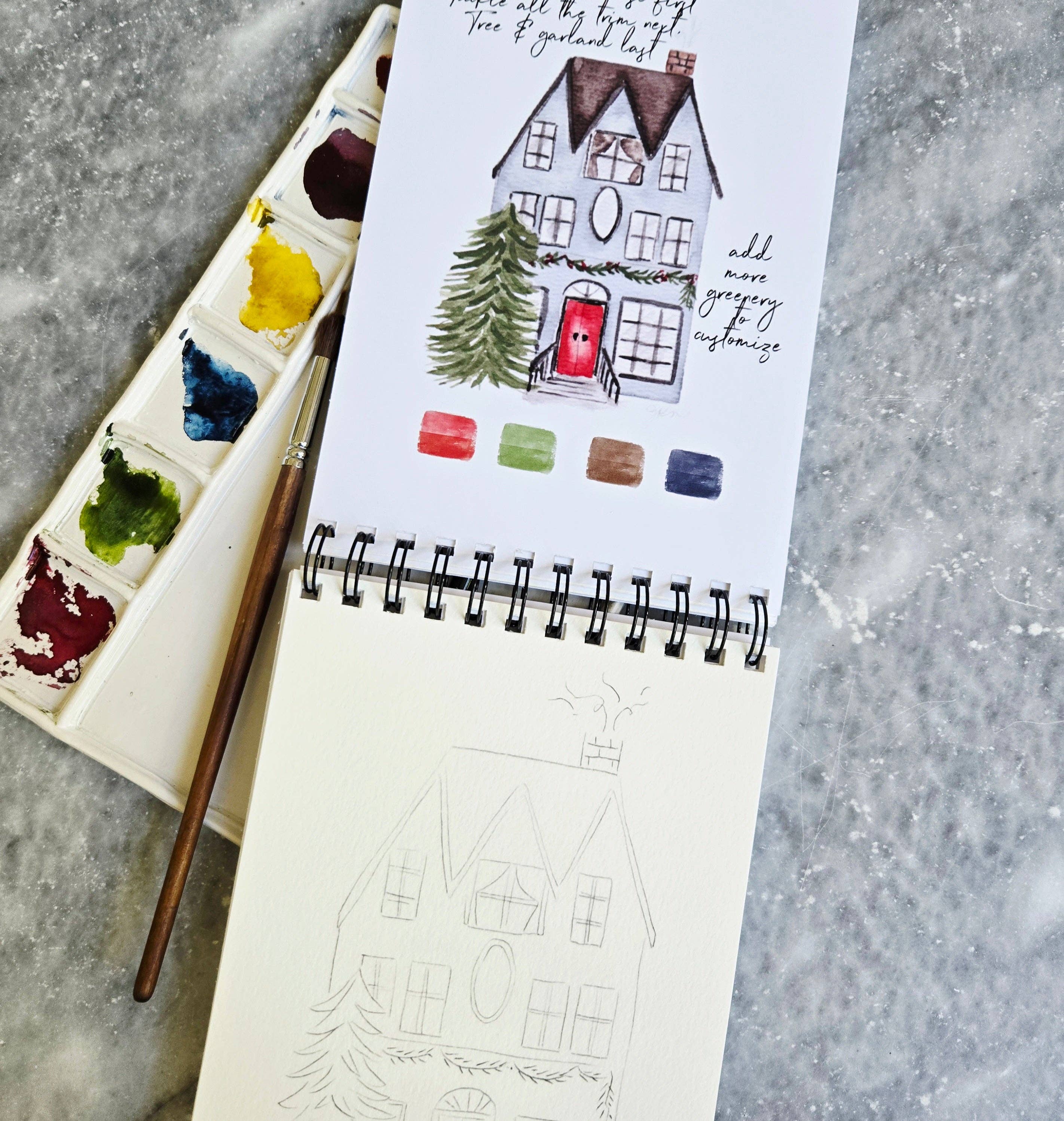 Watercolor Workbook, Spiral Bound, Christmas