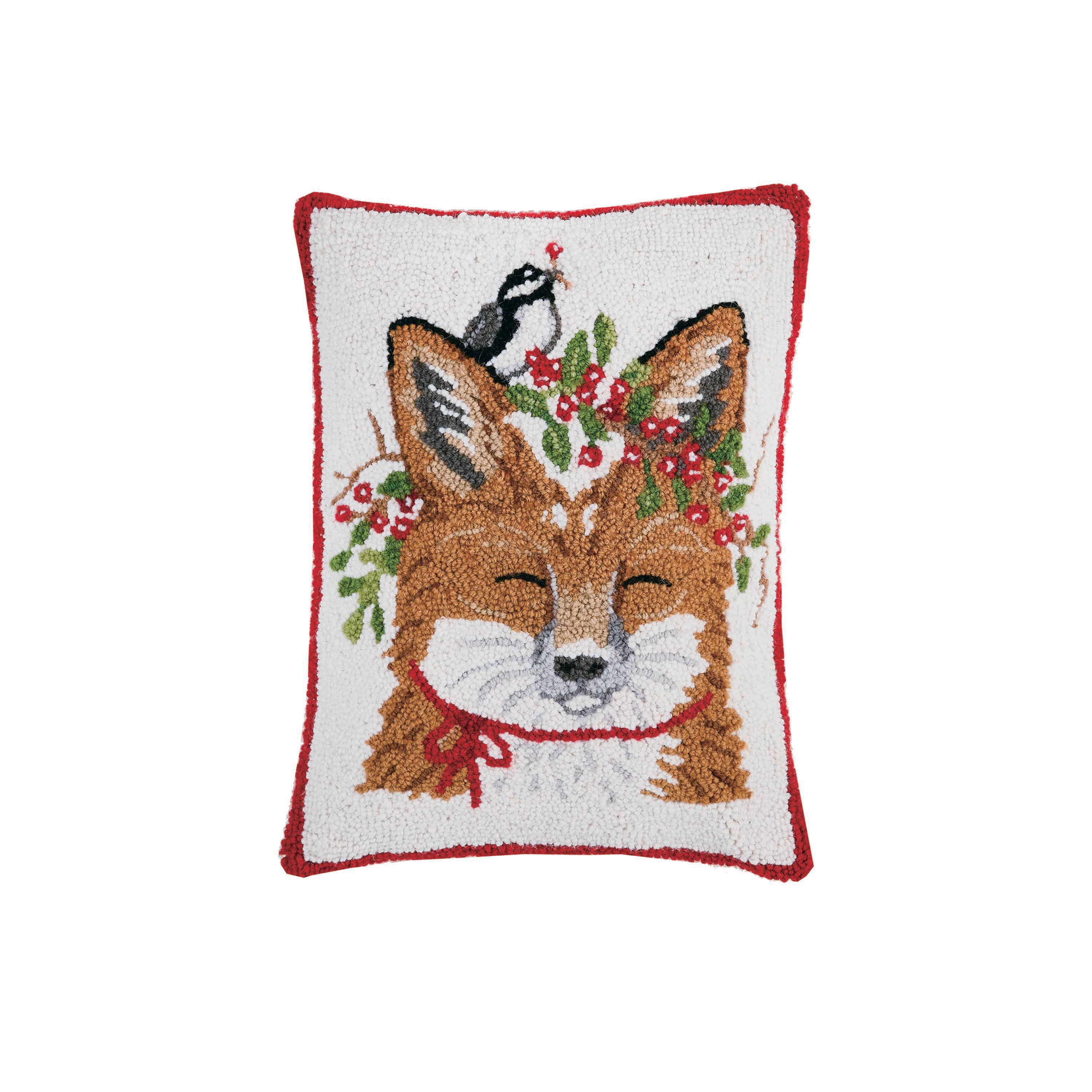 Fox Chickadee Hook Pillow - Mary Lake Thompson