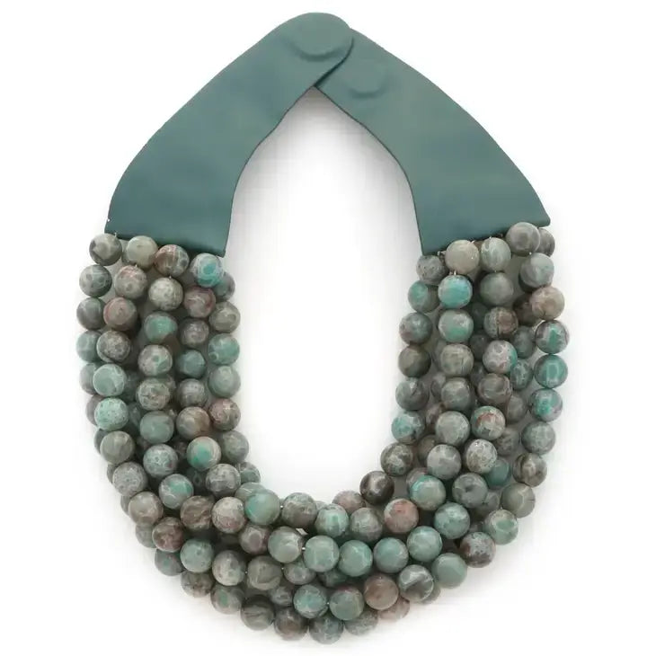 Chunky Beaded Layered Necklace, Jasper
