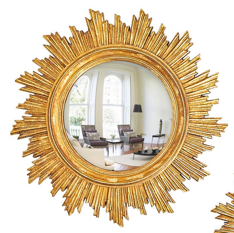 Gold Leaf Convex Wall Mirror Large