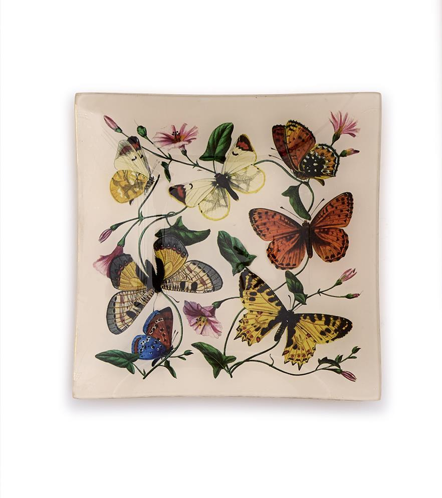 Butterfly Glass Trinket Tray