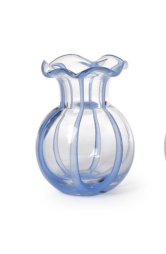 Light Blue Ruffled Ribbon Vase