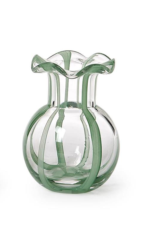 Green Ruffled Ribbon Vase
