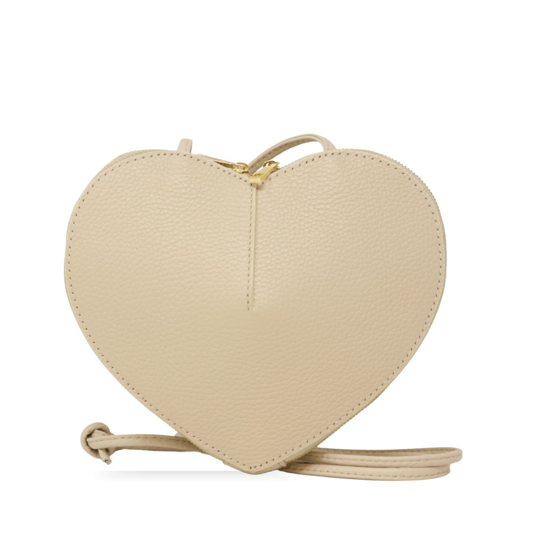 GF0990  GENUINE ITALIAN LEATHER CROSSBODY HEART BAG: Red