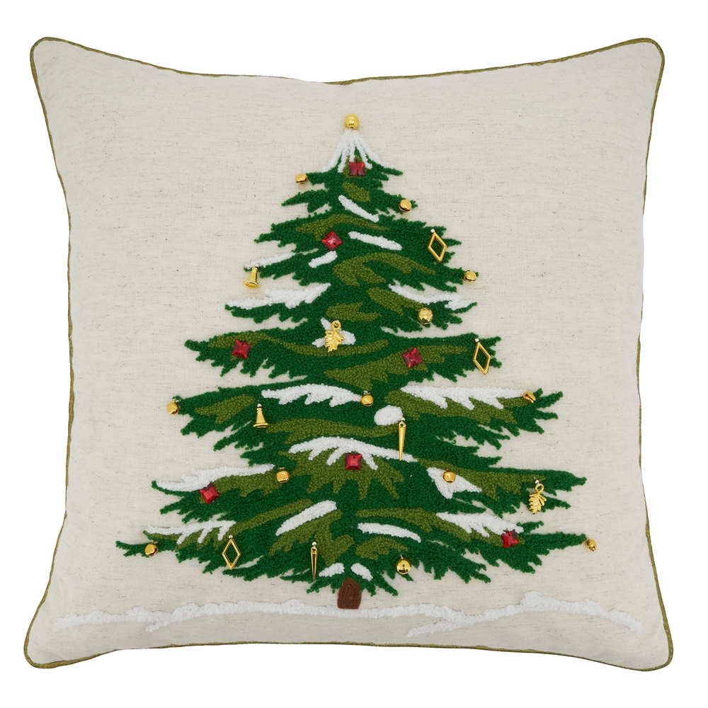 Embroidered Christmas Tree Pillow