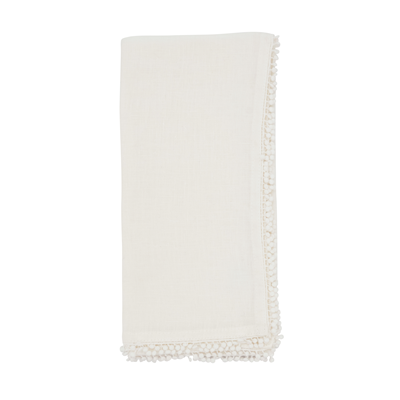 PomPom Design Linen Napkin- Ivory