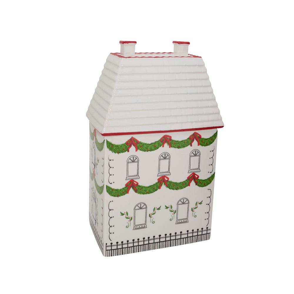 Holiday Village Cookie Jar House – 7" x 5" x 12"