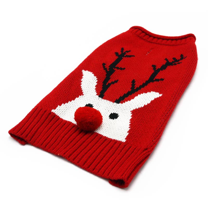 Dog Sweater Red Nose Reindeer : S