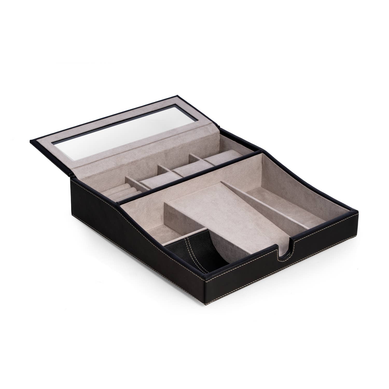 Black leather Valet with Multi Comparment Storage