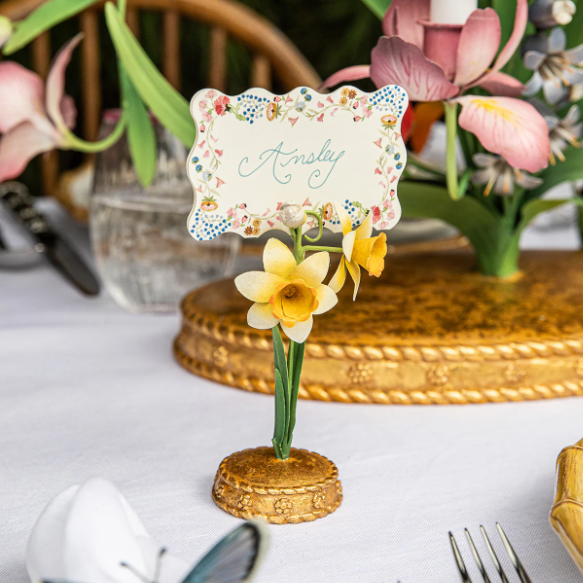 Hand-painted Daffodil Placecard holder-Yellow