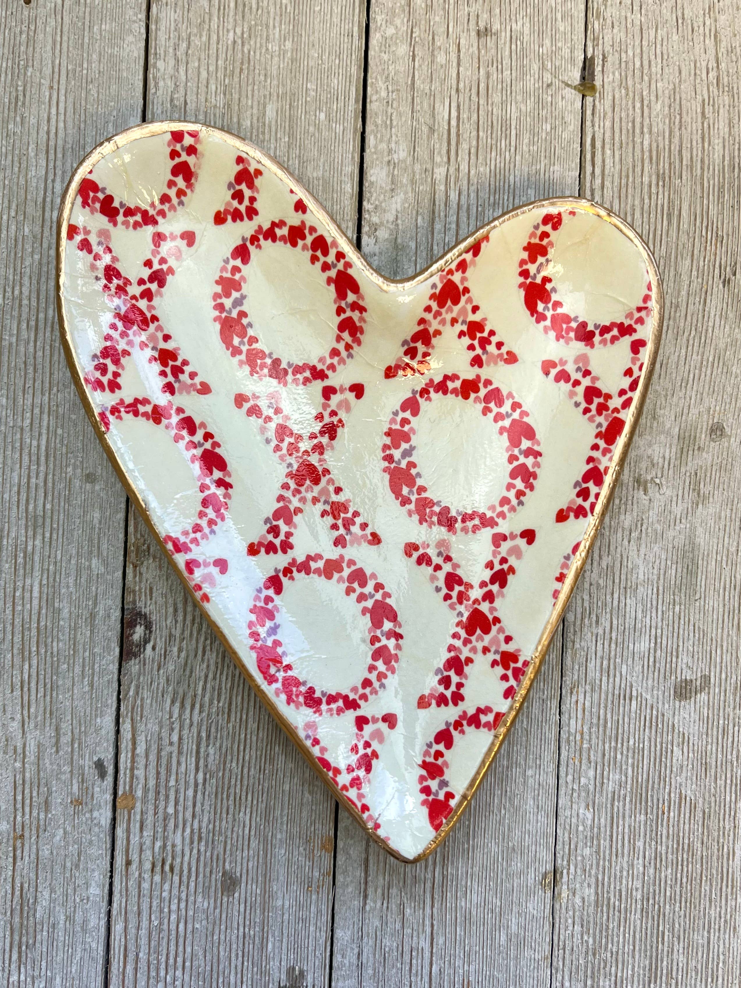 Easter & Valentines Ceramic Heart Dish: Red Hearts