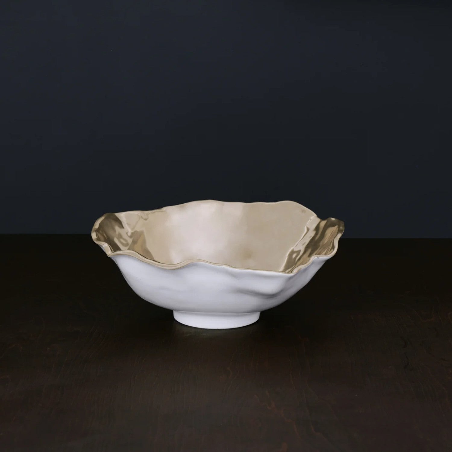 Thanni Maia Large Bowl (White and Gold)