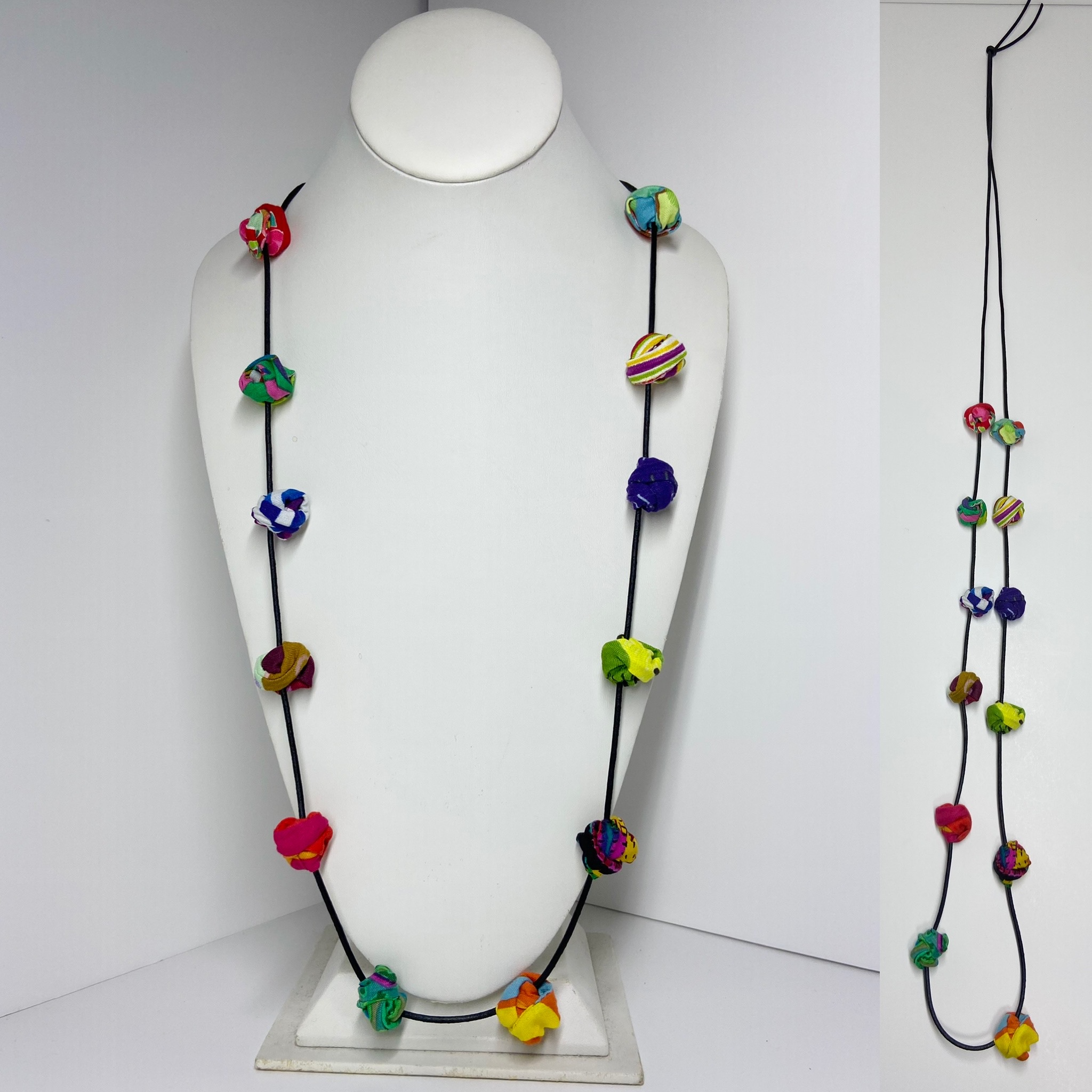 Handmade Fabric Gumball Slider Necklace