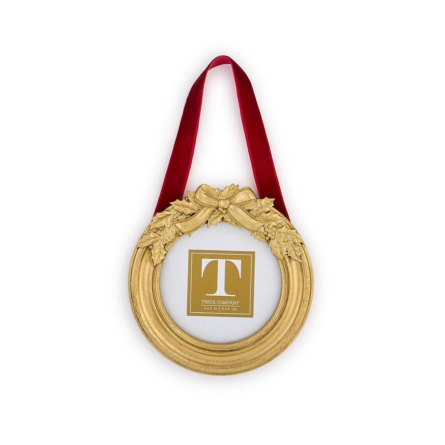 Holly Leaves Hanging Frame - Round