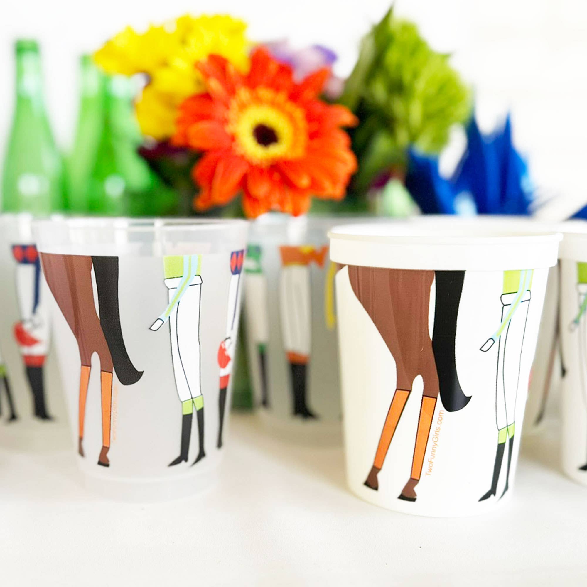 Kentucky Derby Jockey/Horse Legs White Plastic Cup 10 Pack