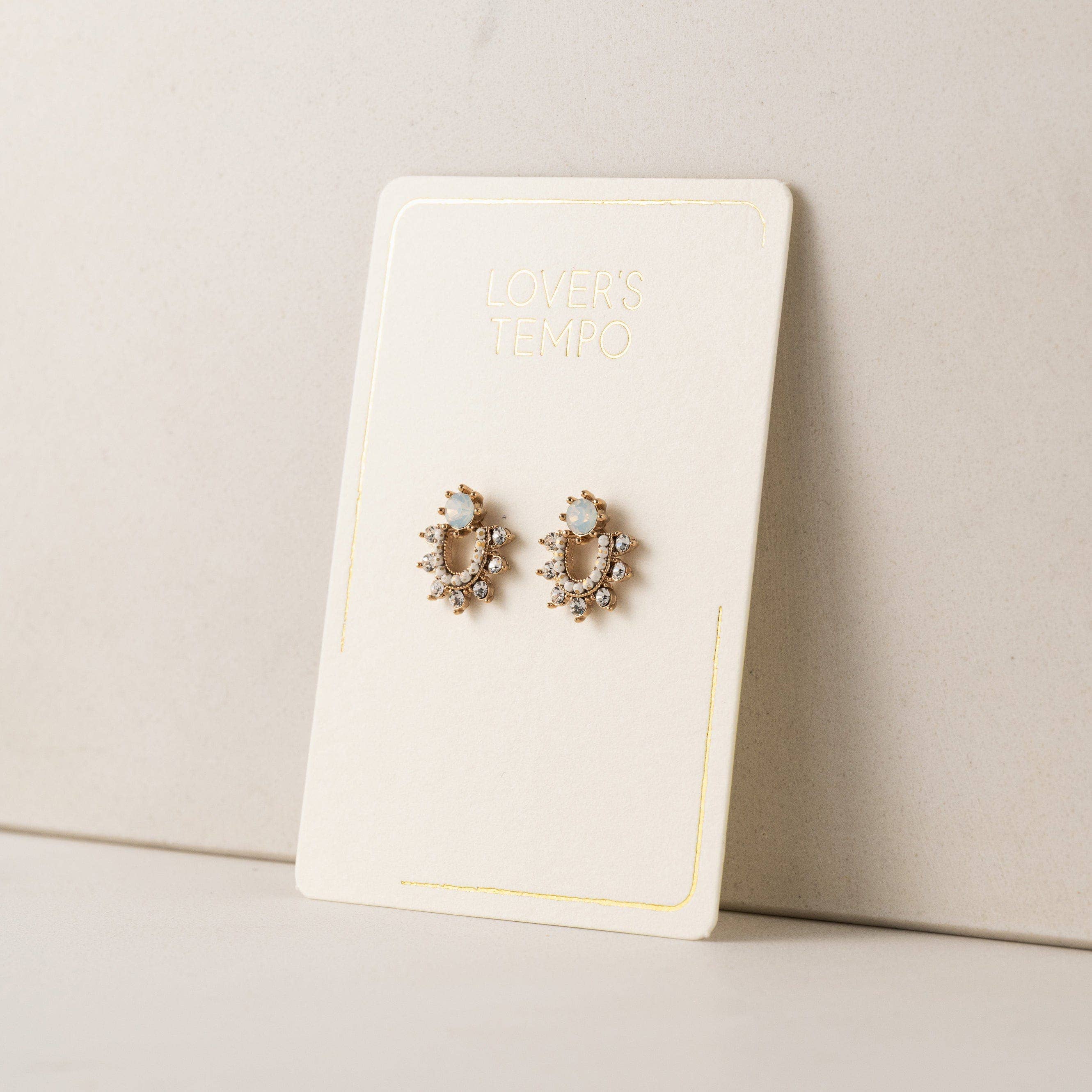 Fate Stud Earrings: White Opal