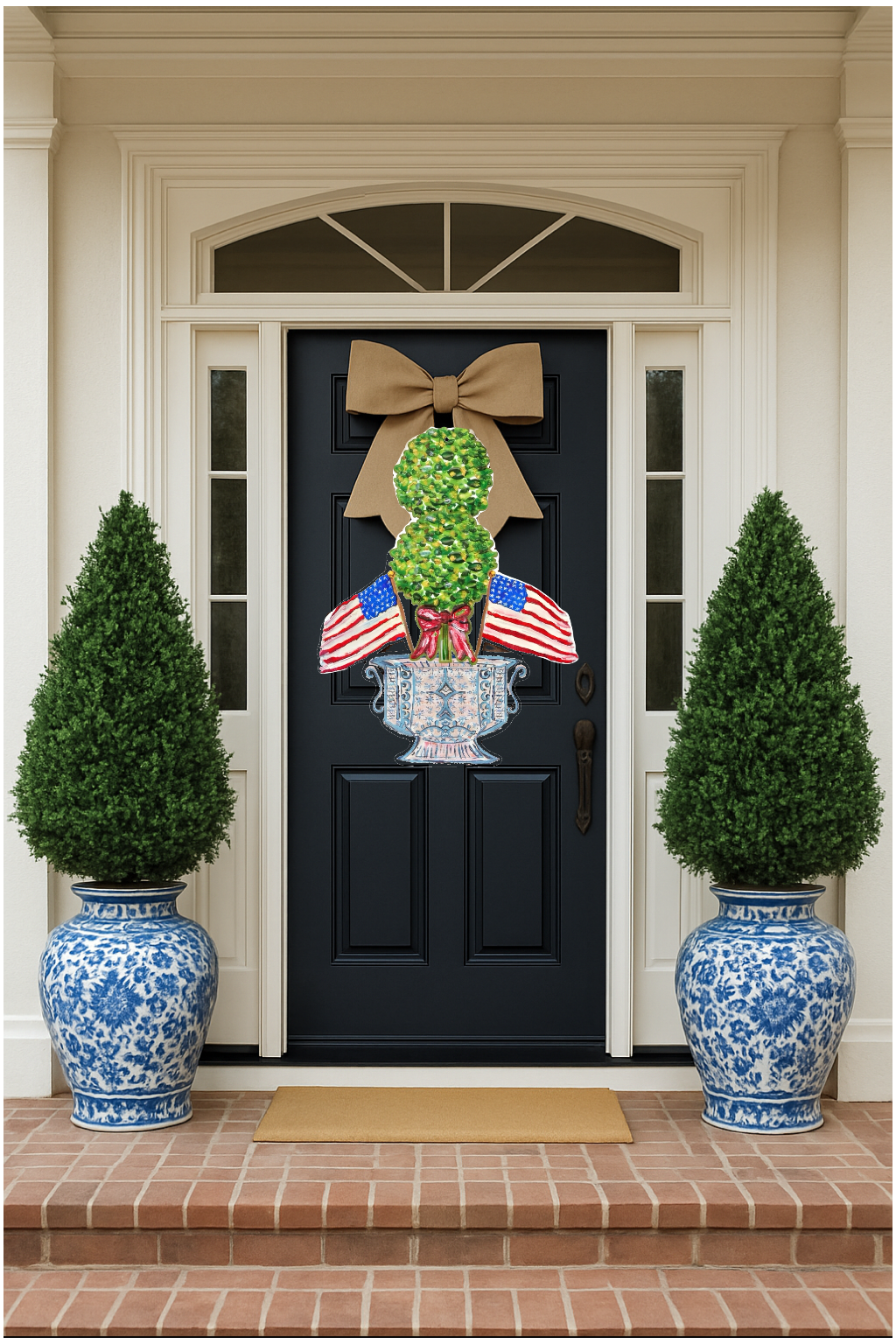 LARGE Designer Patriotic Topiary in Ginger Jar Door Hanger