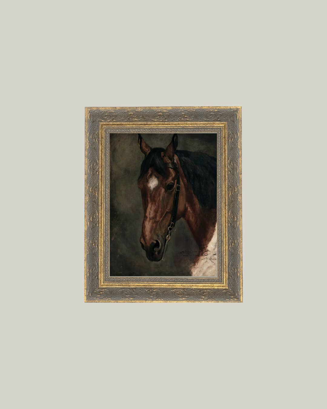 Horse Portrait Framed Antique Art: 12x16
