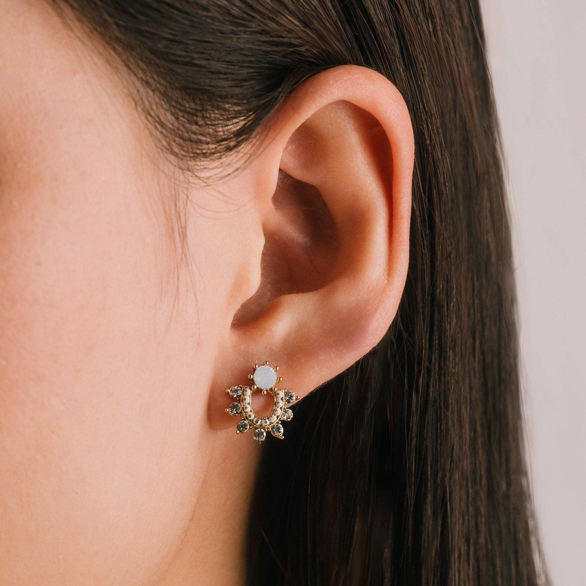 Fate Stud Earrings: White Opal