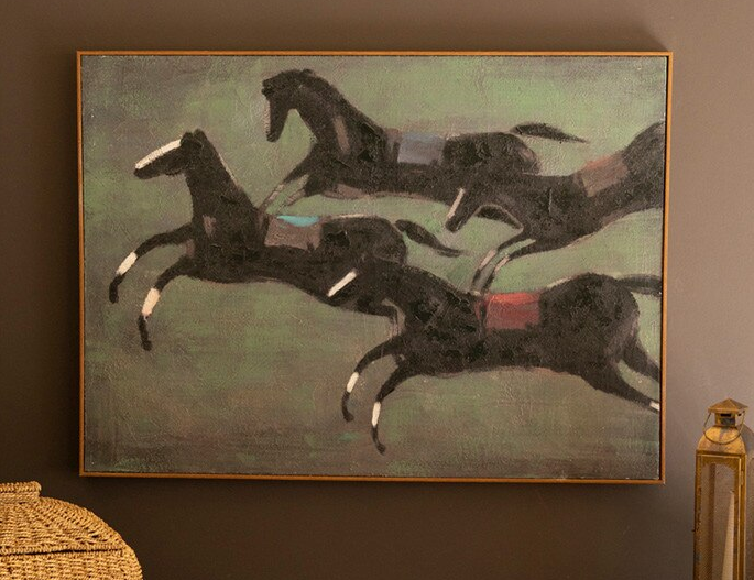 Four Run Away Race Horse Painting