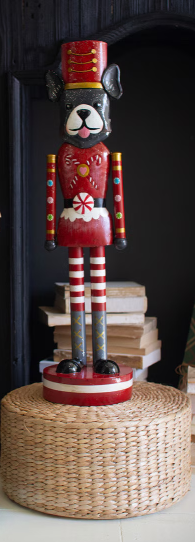 Red Painted Christmas Dog Nutcracker