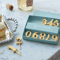 Gold Number Candle Holder Set