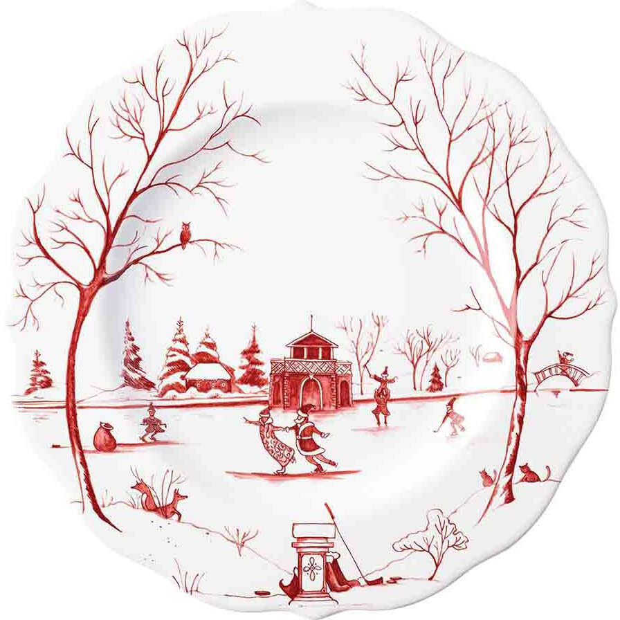 Country Estate Winter Frolic Dessert/Salad Plate - Ruby