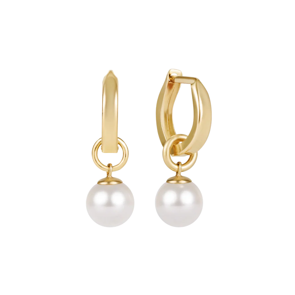 Enewton Pearl & Huggie Gold Hoop Earring
