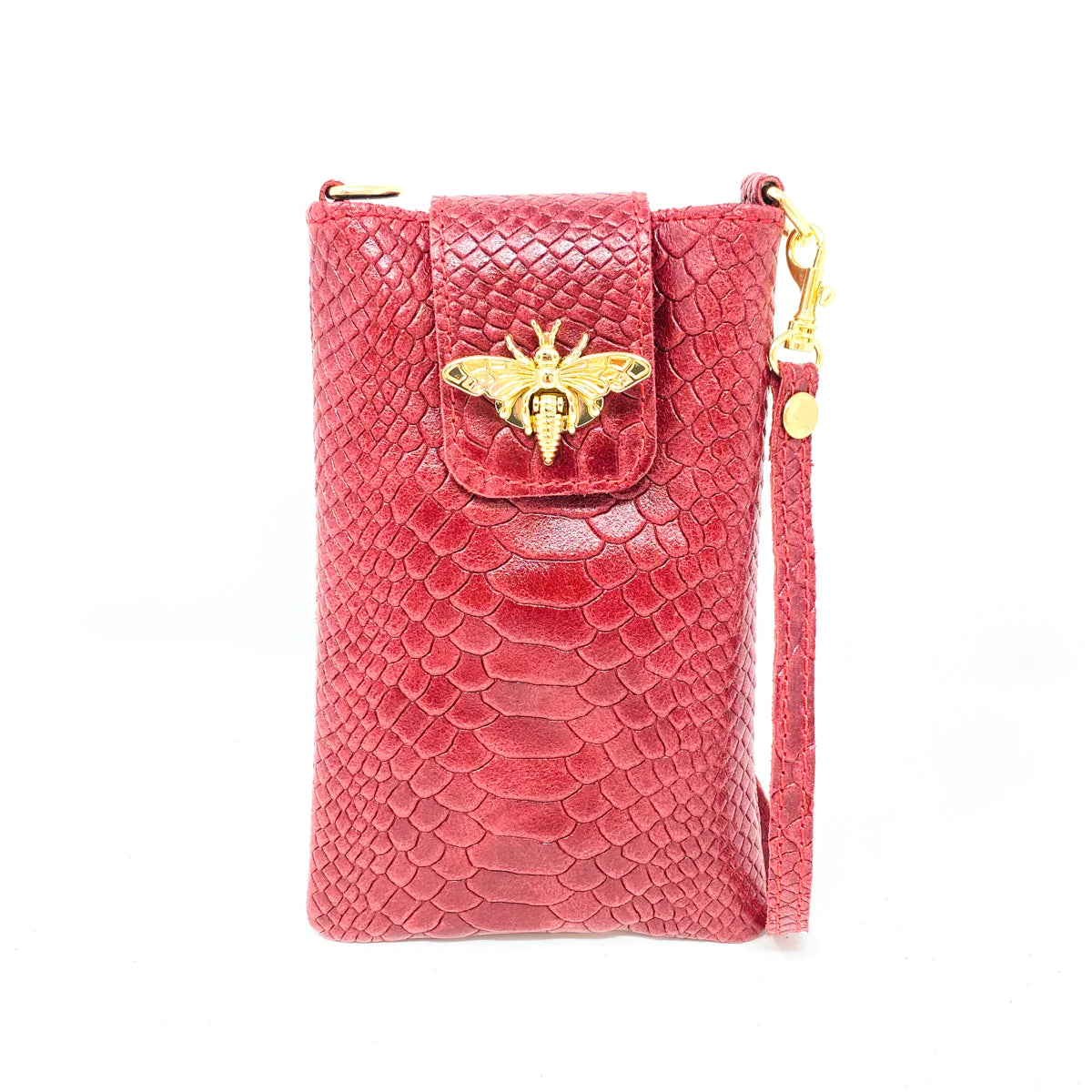 Cellphone Croc Leather Purse- Red