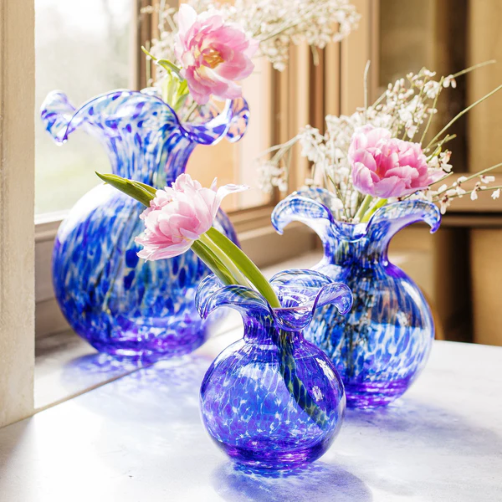 Hibuscus Cobalt Tortoiseshell Medium Fluted Vase