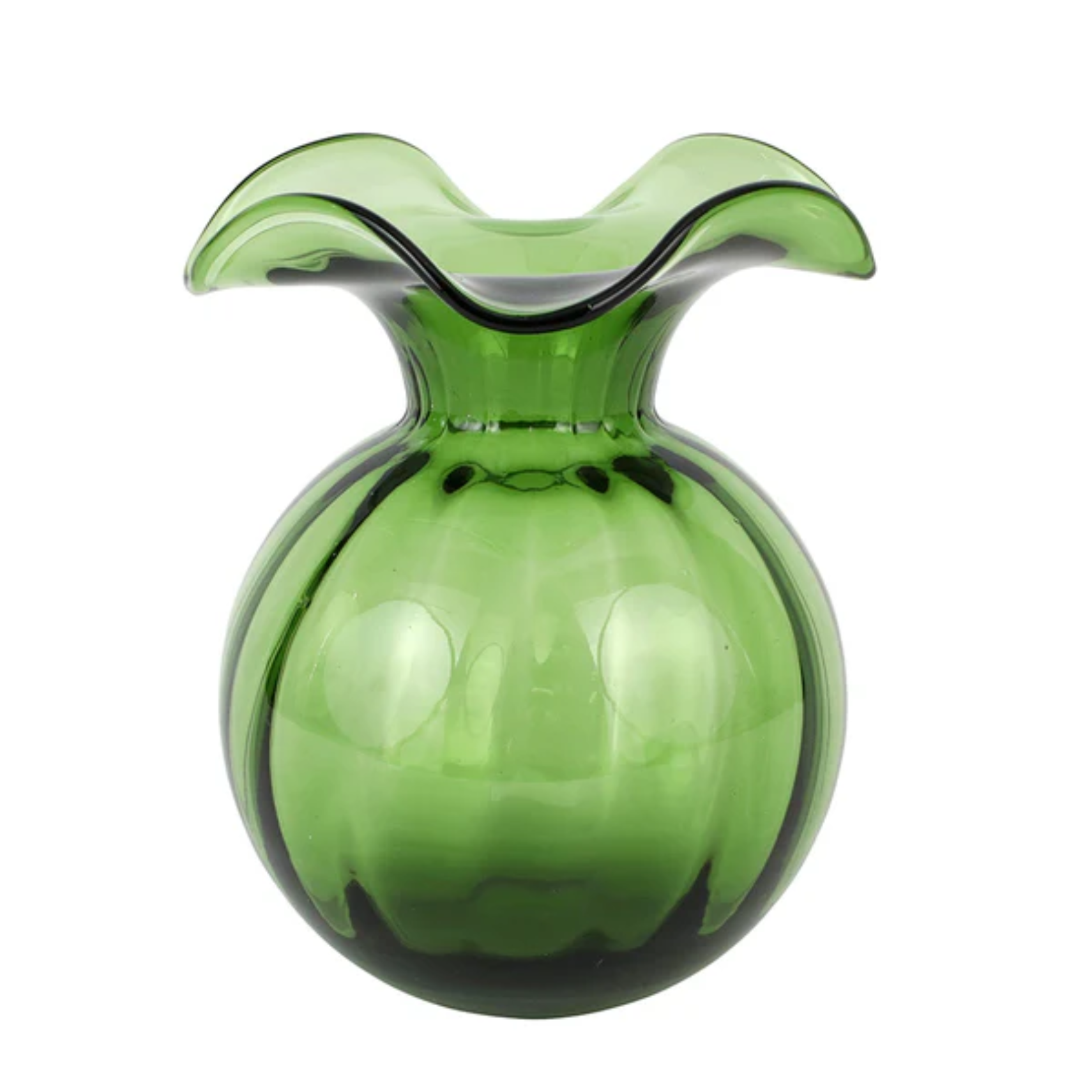 Hibiscus Glass Medium Dark Green Flute Vase